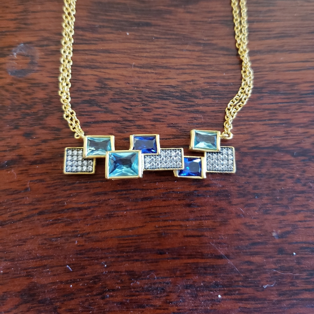 Simi-precious stone Necklace in GF setting.